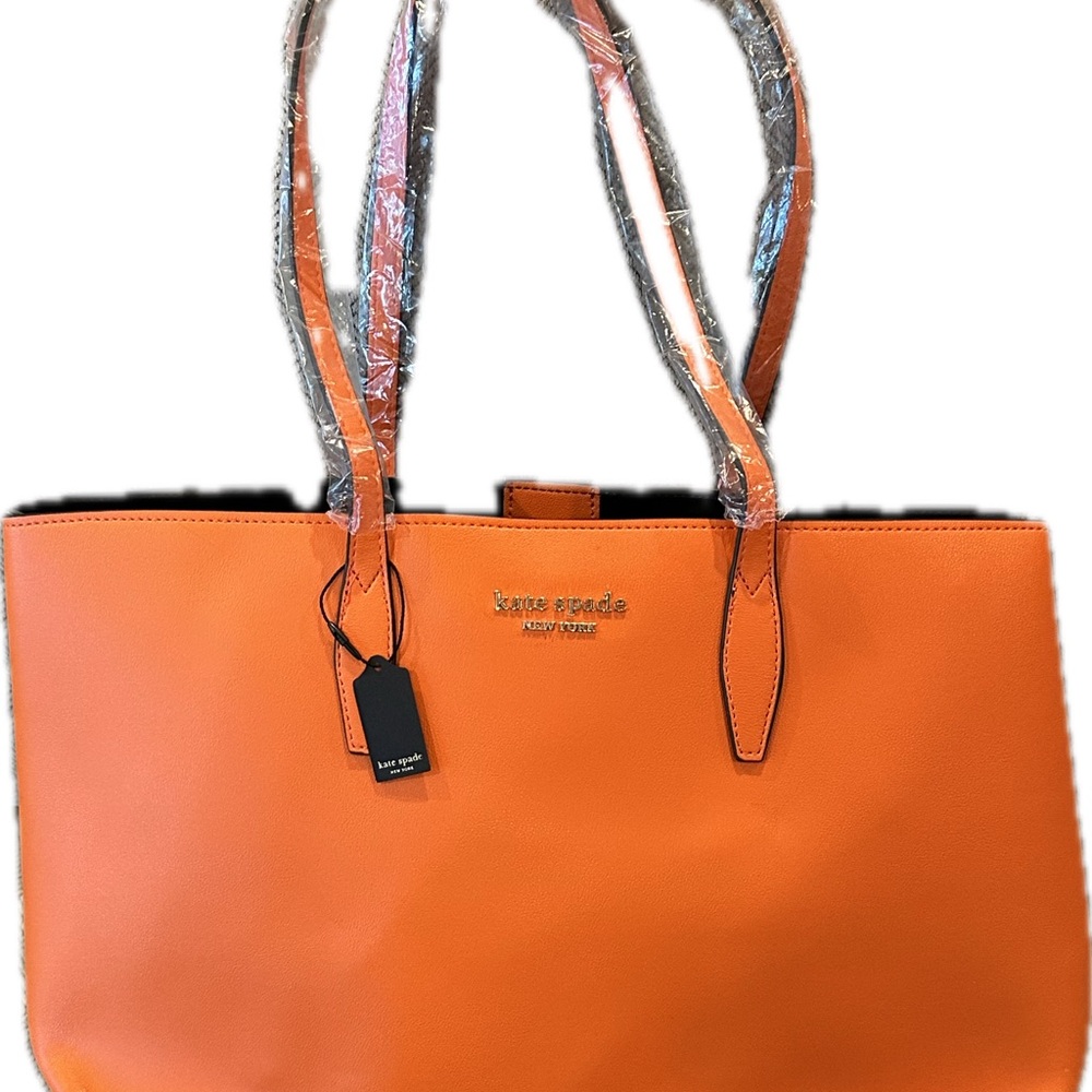 NWT Kate Spade Orange Structured Tote with Luxurious Leather